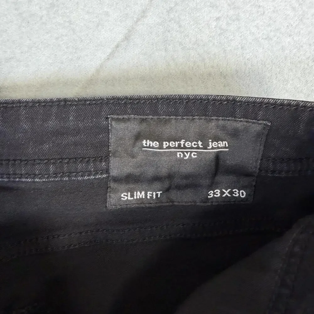 The Perfect Jean NYC Jeans Mens 33x30 Black Slim Fit Dark Wash Stretch Denim